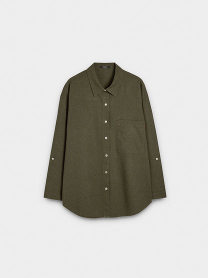 Linen-Blend Shirt With Pocket