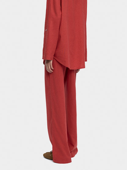 Linen-Blend Trousers With Elastic Waistband