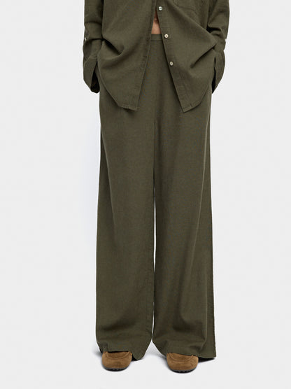 Linen-Blend Trousers With Elastic Waistband