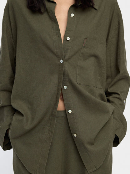 Linen-Blend Trousers With Elastic Waistband