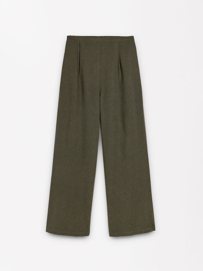 Linen-Blend Trousers With Elastic Waistband