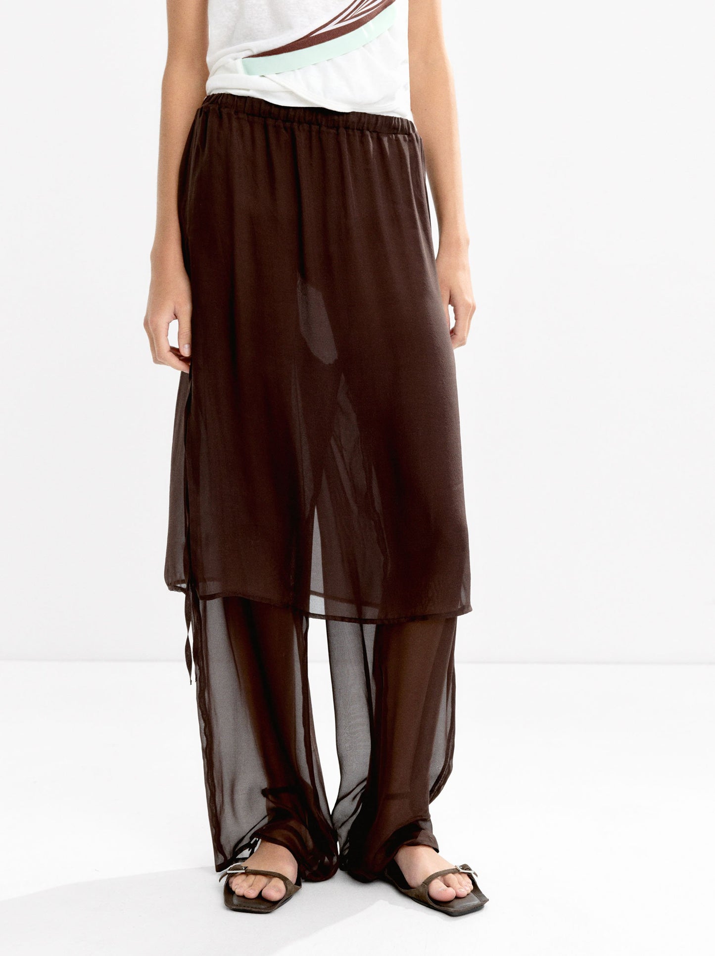 100% Silk Pants With Elastic Waistband