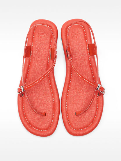 Flat Leather Sandals With Thin Straps