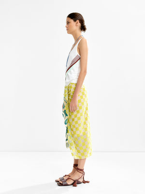 Draped Midi Skirt With Embroidery