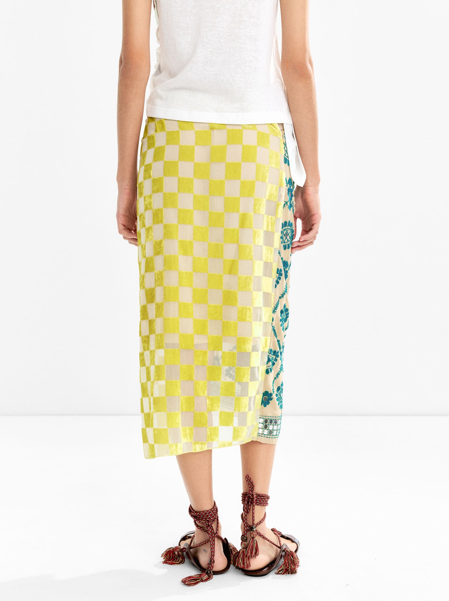 Draped Midi Skirt With Embroidery