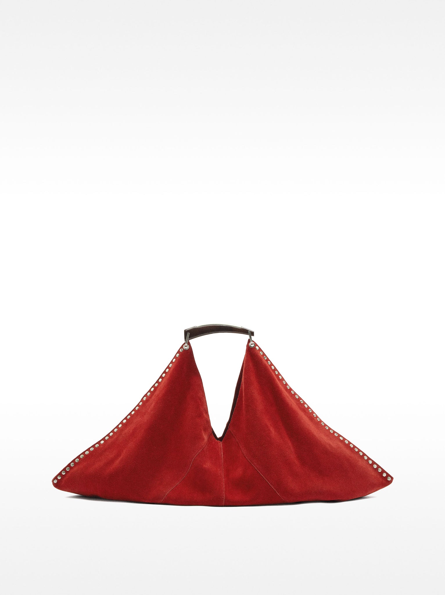 Suede Leather Shoulder Bag With Studs