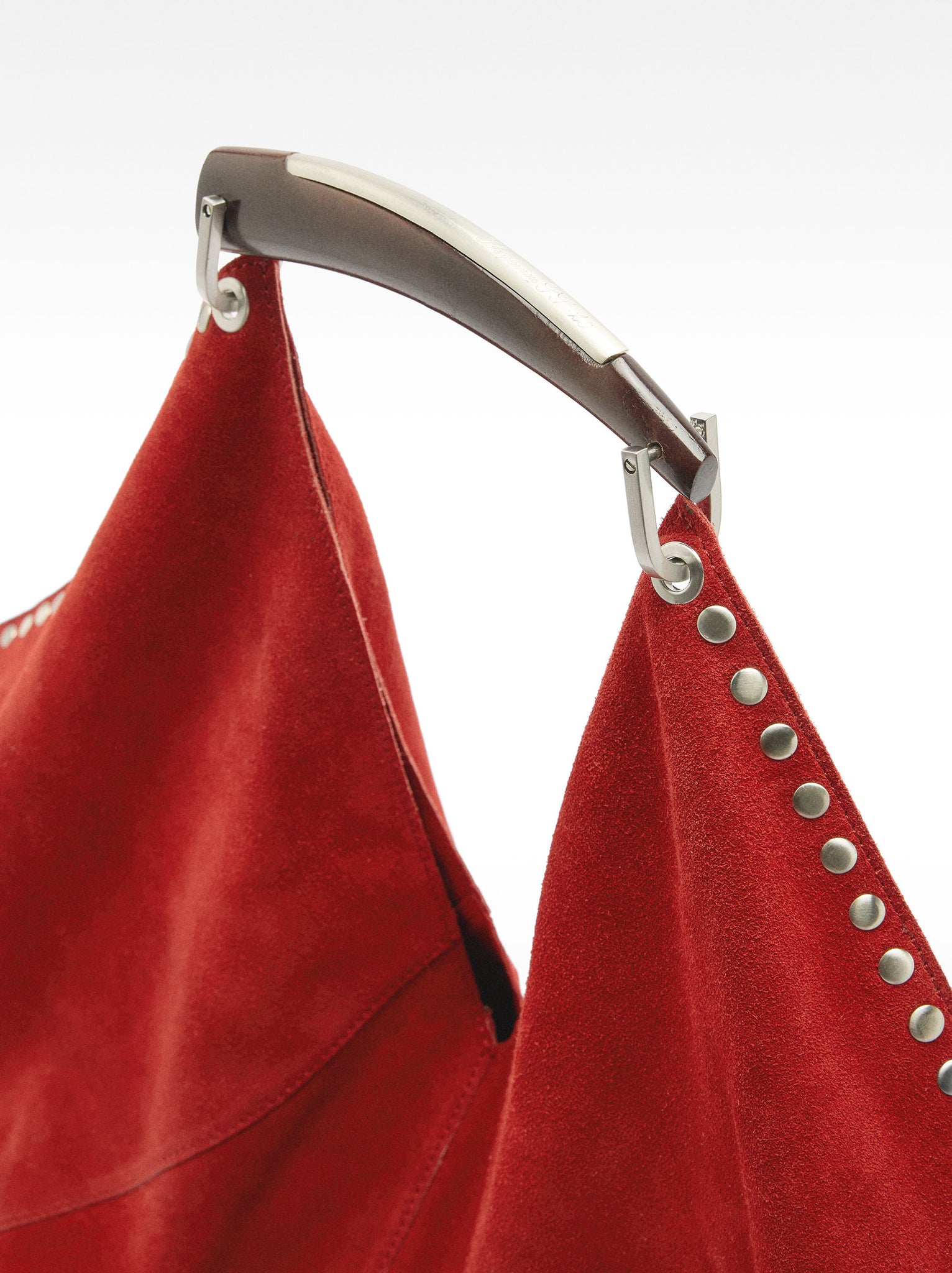 Suede Leather Shoulder Bag With Studs