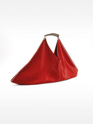 Suede Leather Shoulder Bag With Studs