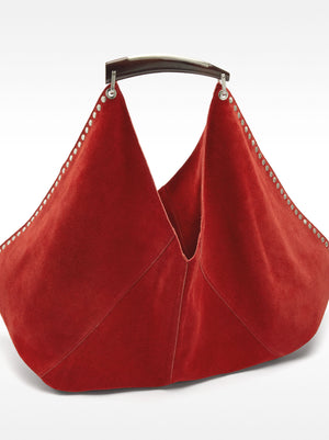 Suede Leather Shoulder Bag With Studs