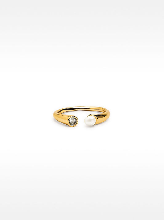 Open Ring With Freshwater Pearl
