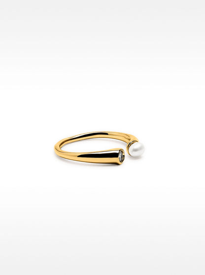 Open Ring With Freshwater Pearl