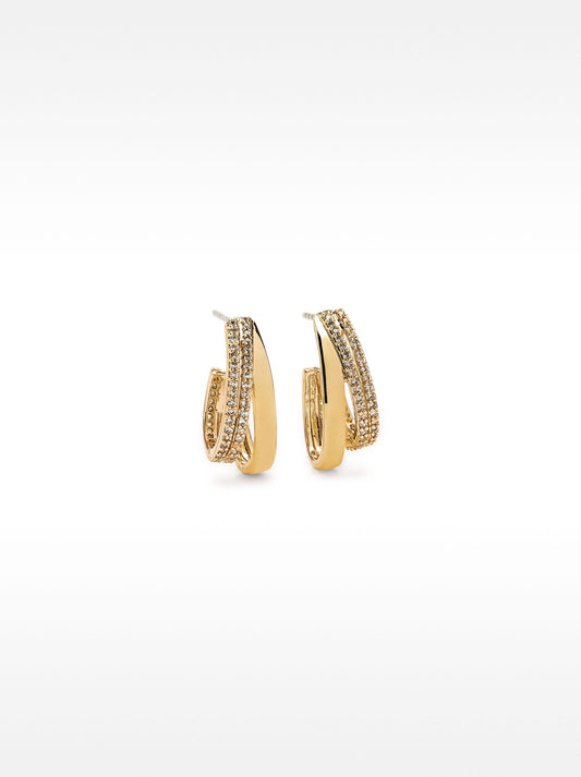 Multi-Hoop Effect Earrings With Zirconia