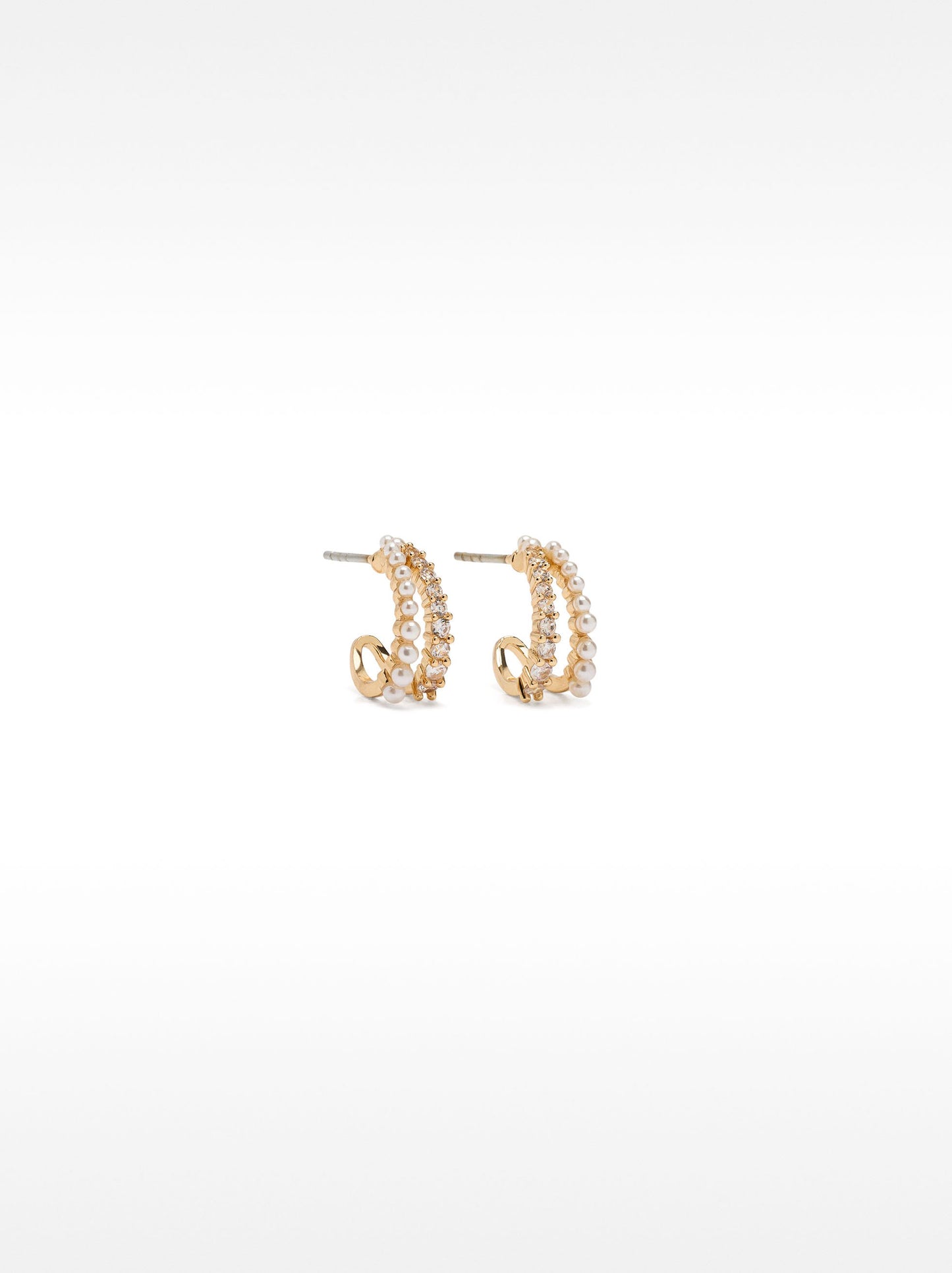 Double-Hoop Effect Earrings With Zirconia