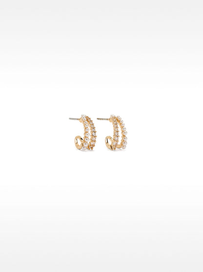 Double-Hoop Effect Earrings With Zirconia
