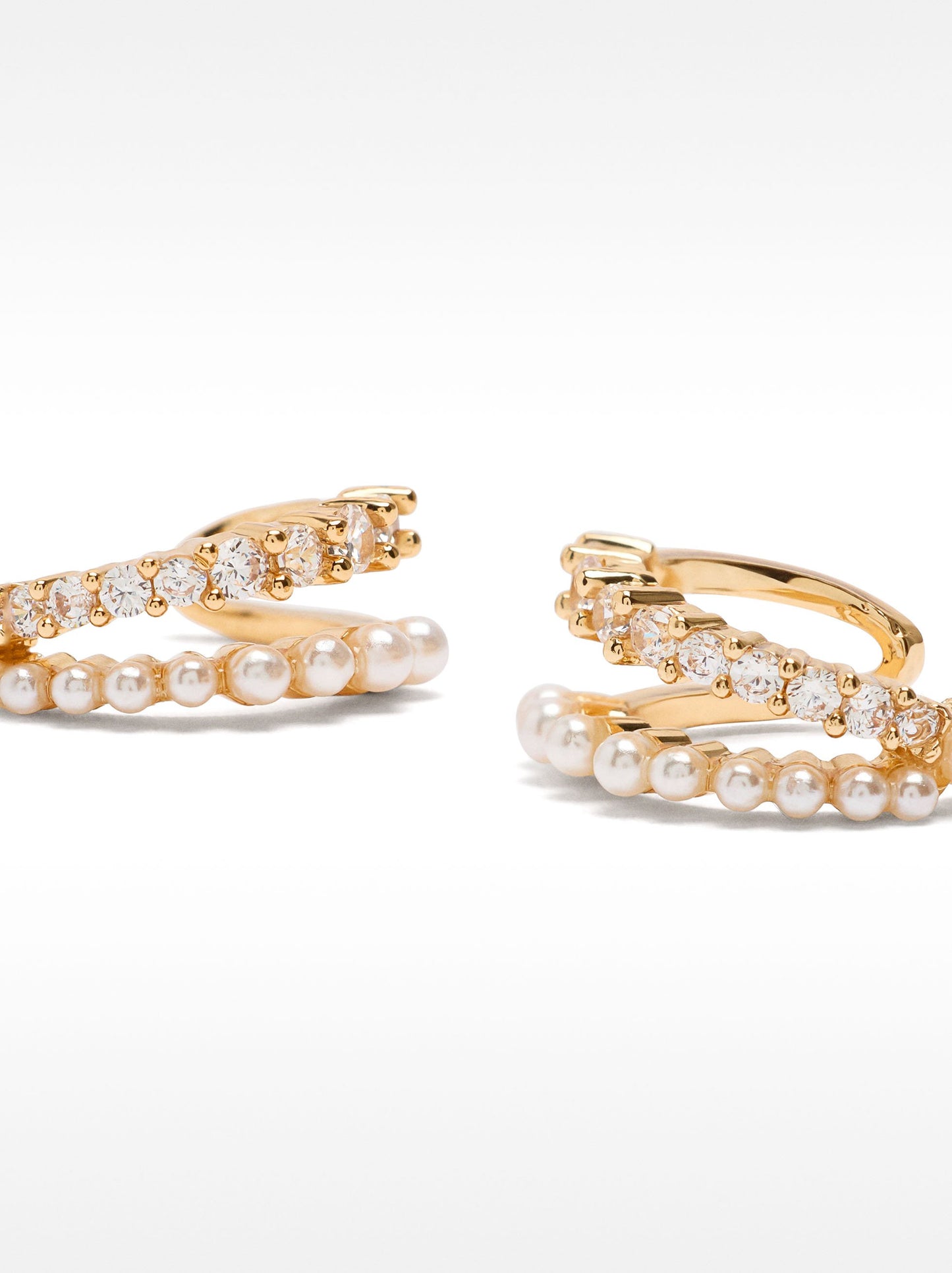 Double-Hoop Effect Earrings With Zirconia