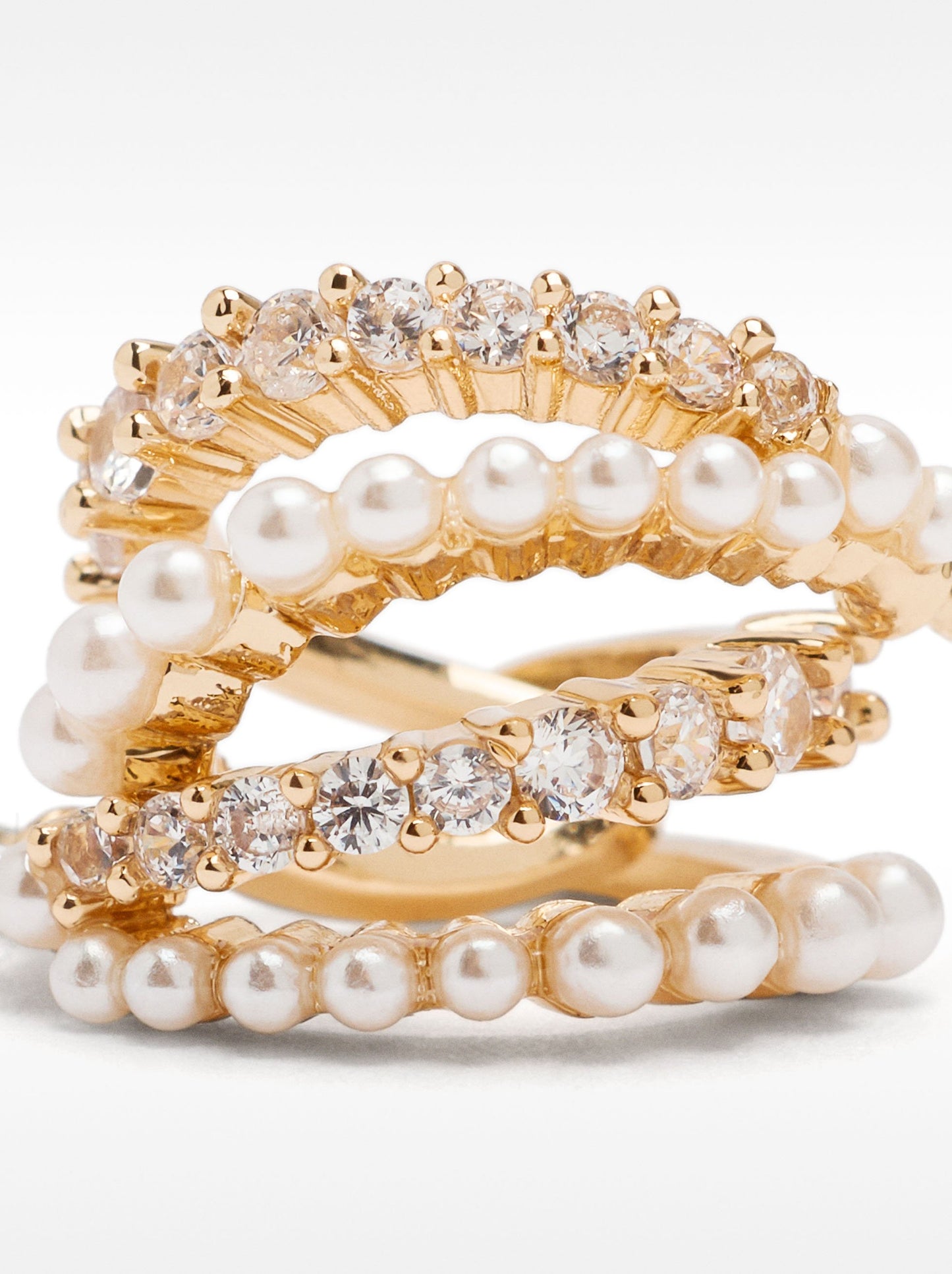 Double-Hoop Effect Earrings With Zirconia