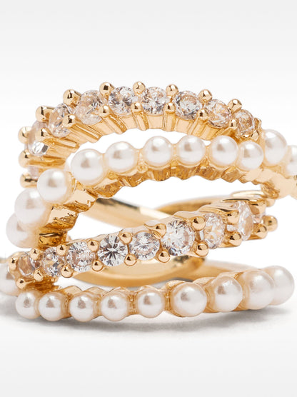 Double-Hoop Effect Earrings With Zirconia