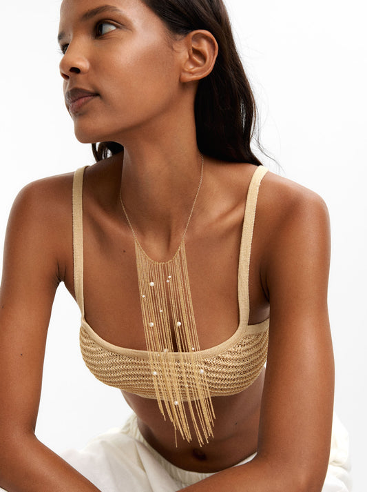 Necklace With Freshwater Pearl Fringe