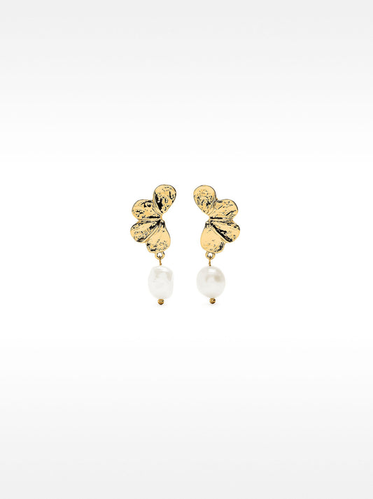 Half-Flower Earrings With Freshwater Pearls