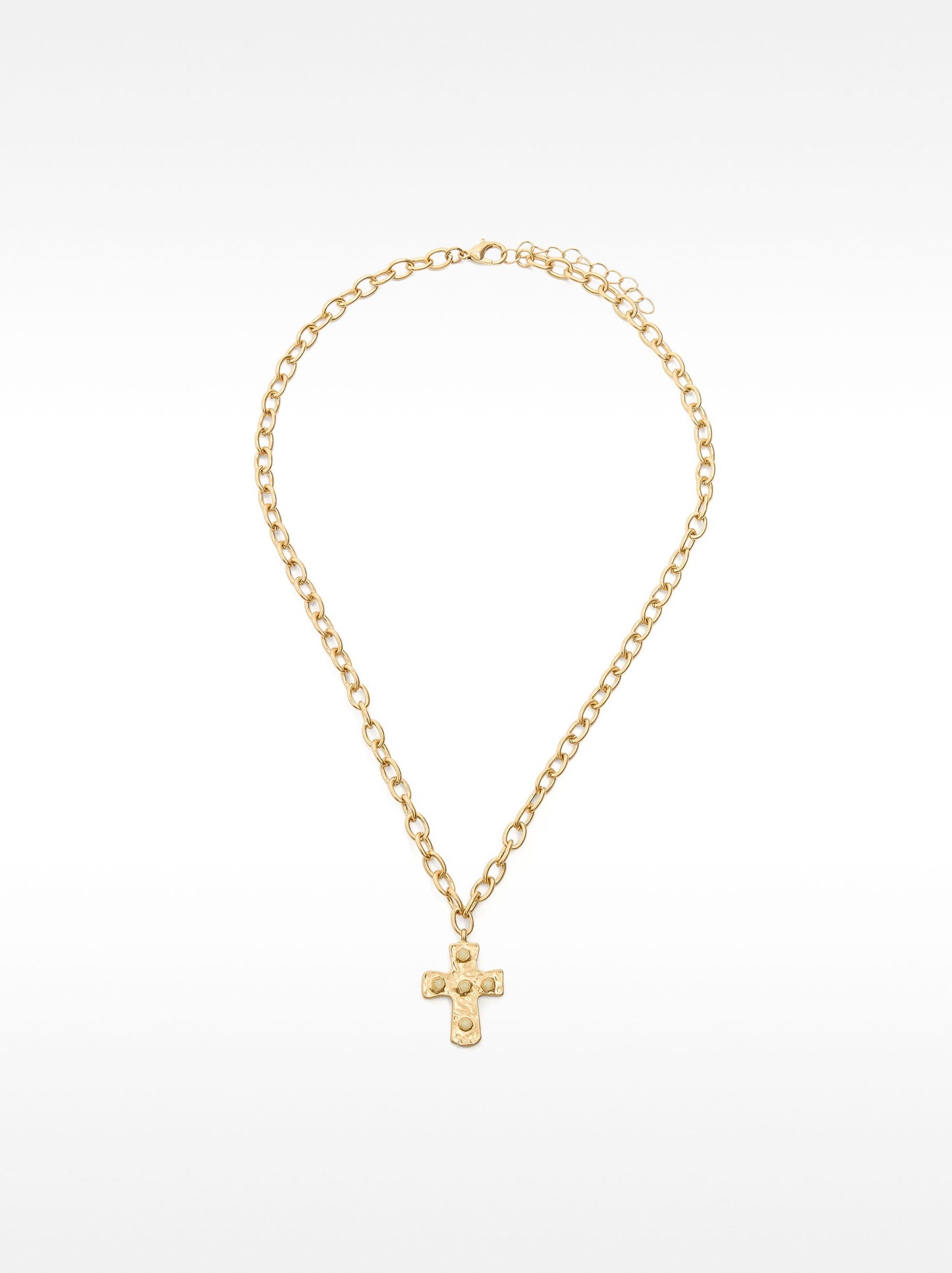 Short Necklace Of Links With Cross Pendant