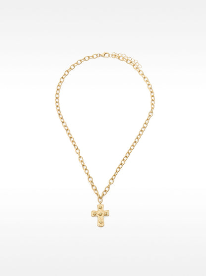 Short Necklace Of Links With Cross Pendant