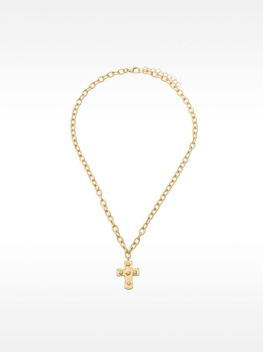 Short Necklace Of Links With Cross Pendant