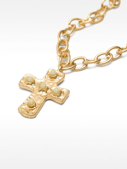 Short Necklace Of Links With Cross Pendant