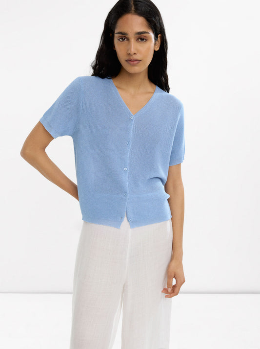 Knit Short-Sleeve Cardigan