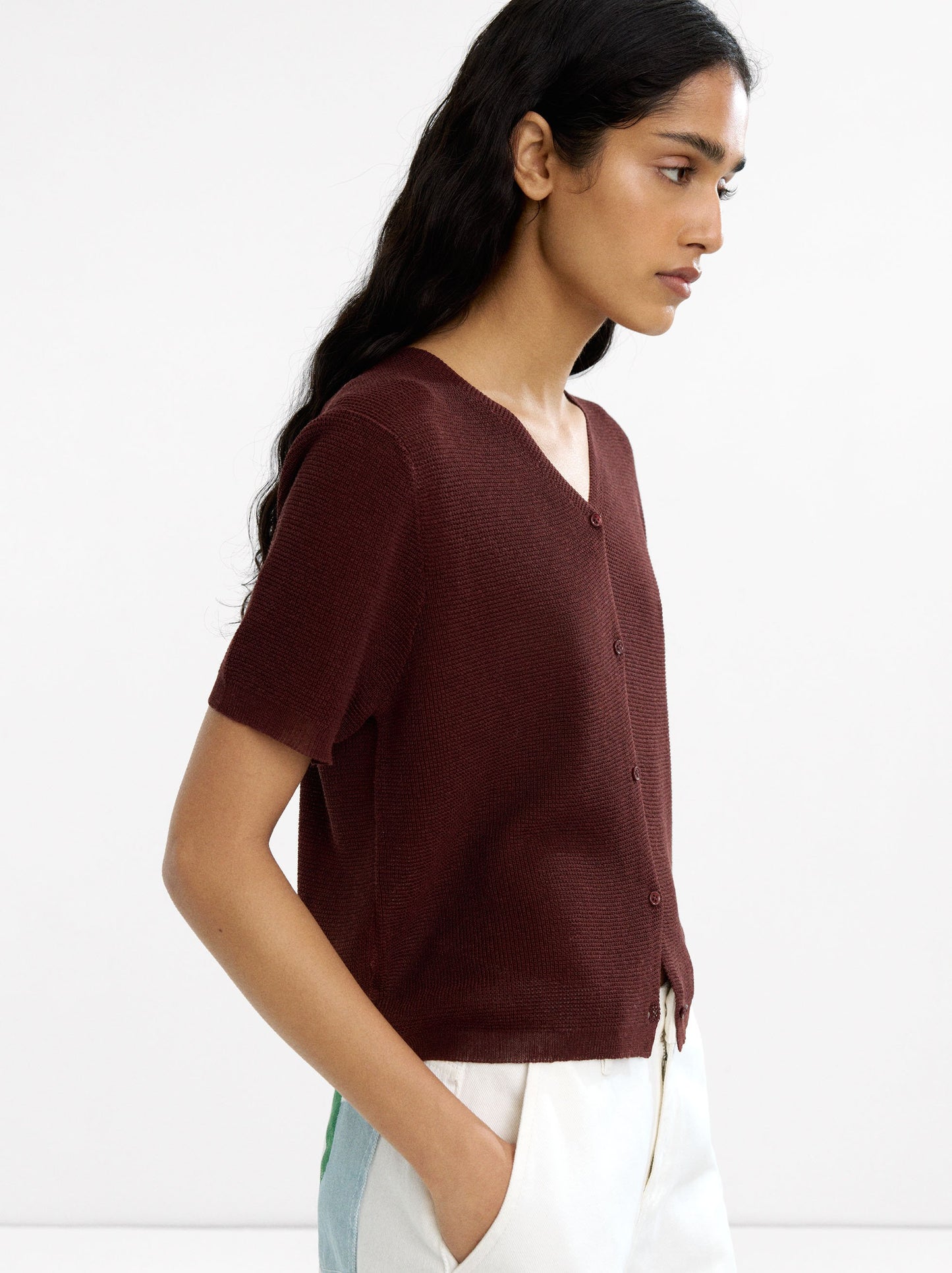 Knit Short-Sleeve Cardigan