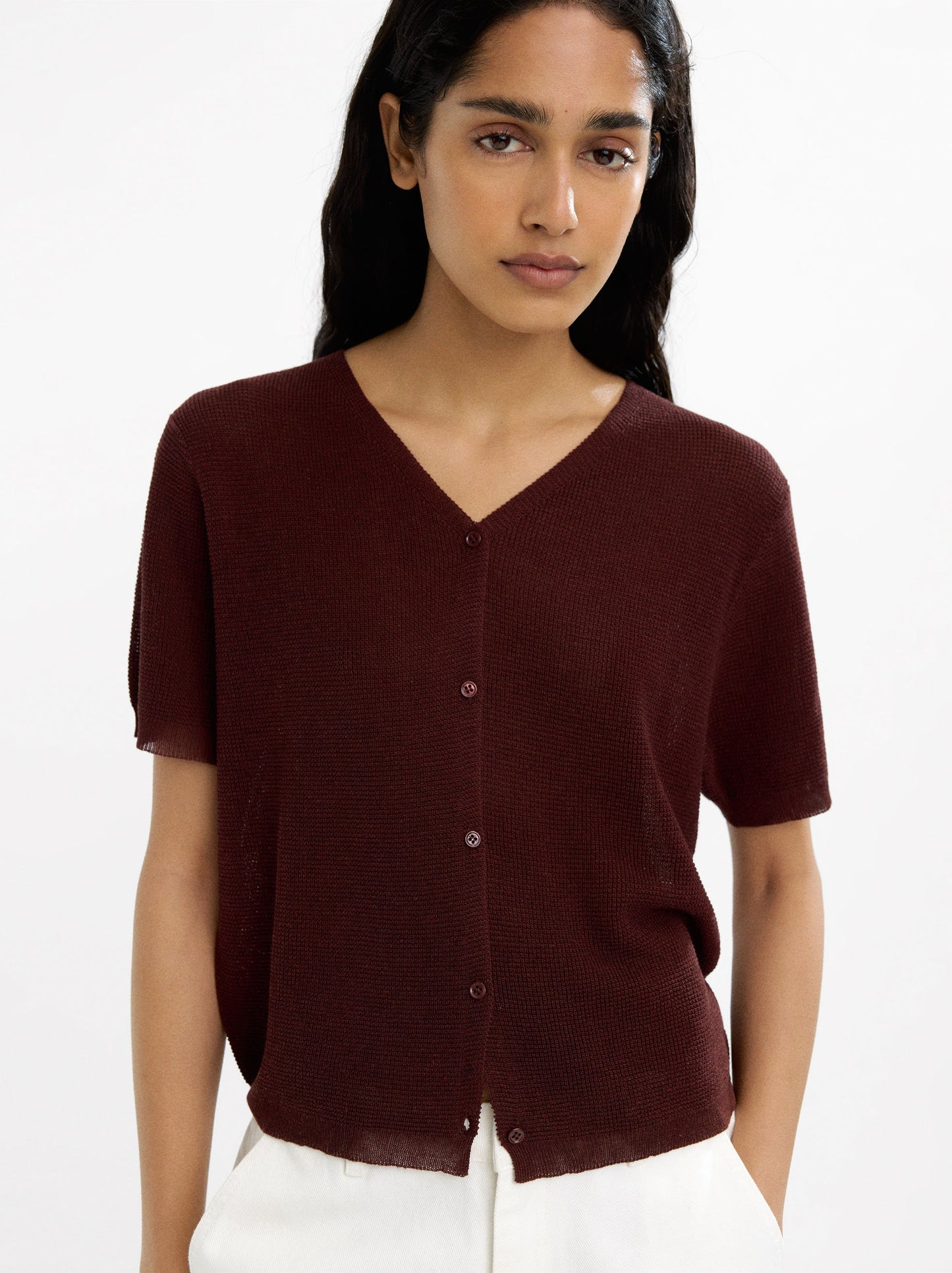 Knit Short-Sleeve Cardigan