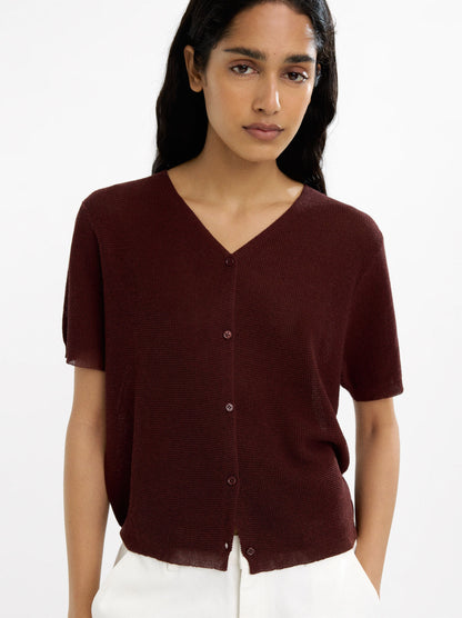 Knit Short-Sleeve Cardigan
