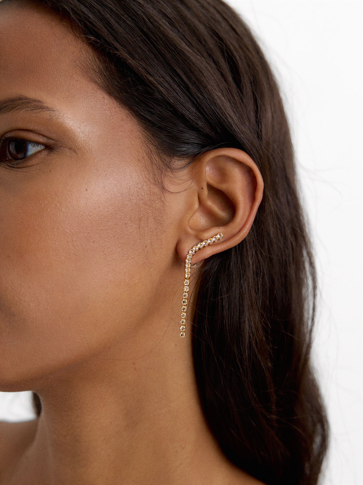 Curved Bar Earrings With Zirconia