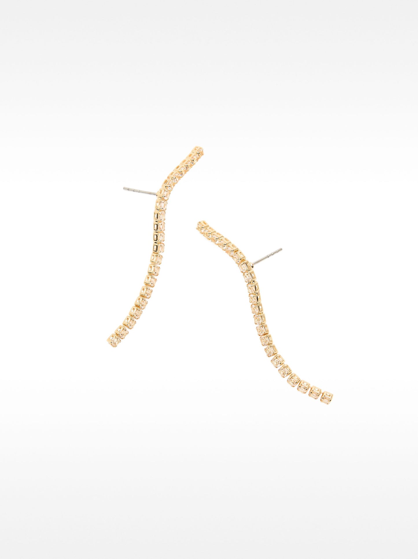 Curved Bar Earrings With Zirconia