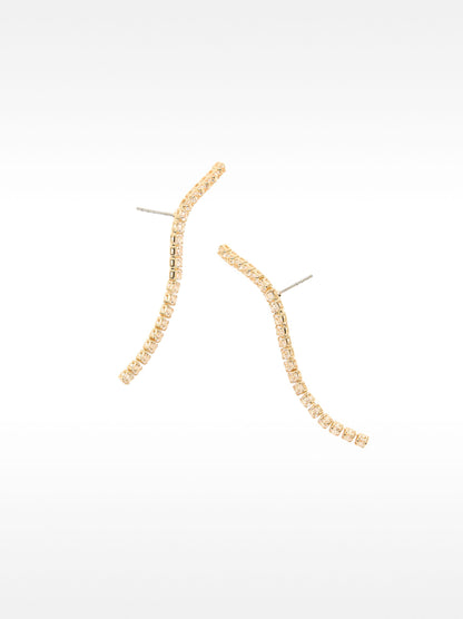 Curved Bar Earrings With Zirconia