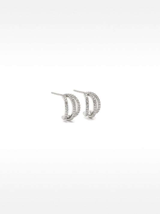 Triple-Effect Earrings With Zirconia
