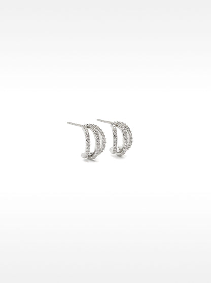 Triple-Effect Earrings With Zirconia