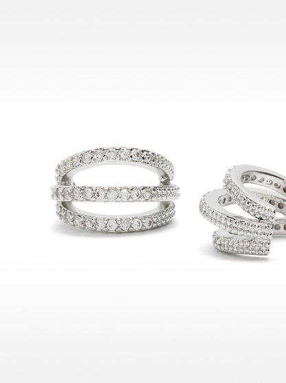 Triple-Effect Earrings With Zirconia