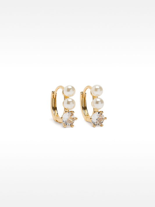 Hoop Earrings With Pearls And Zirconia