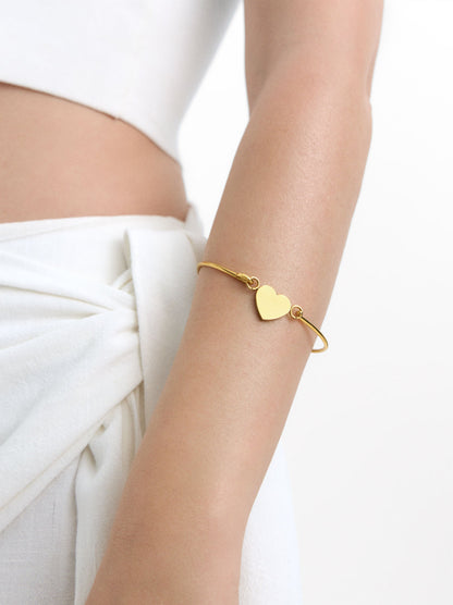 Stainless Steel Rigid Bracelet With Heart