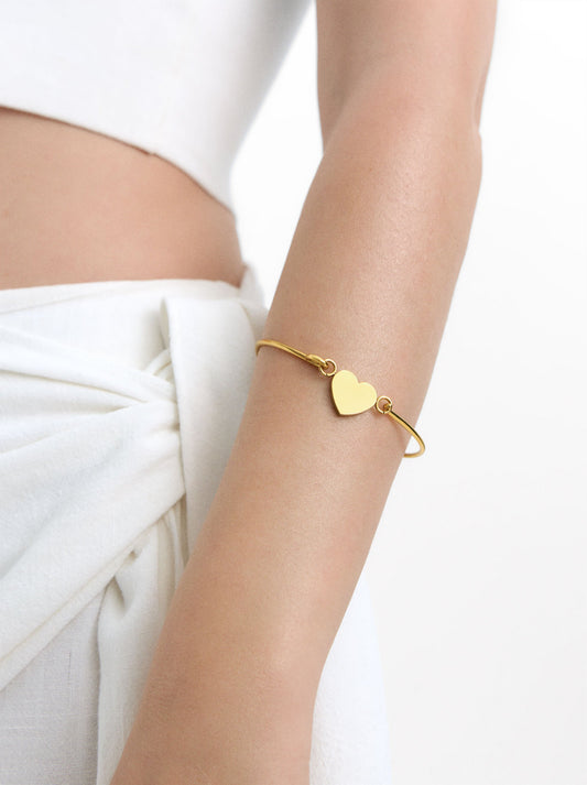 Stainless Steel Rigid Bracelet With Heart
