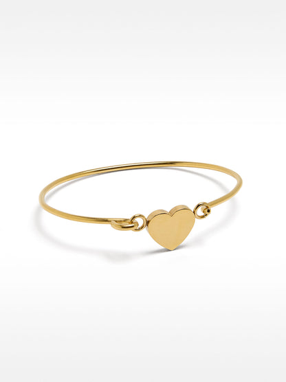 Stainless Steel Rigid Bracelet With Heart