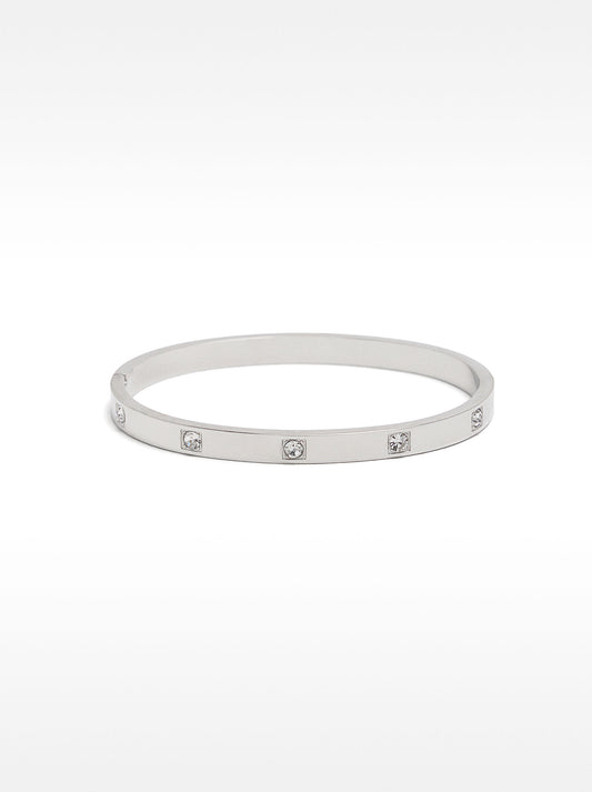 Stainless Steel Rigid Bracelet With Crystals