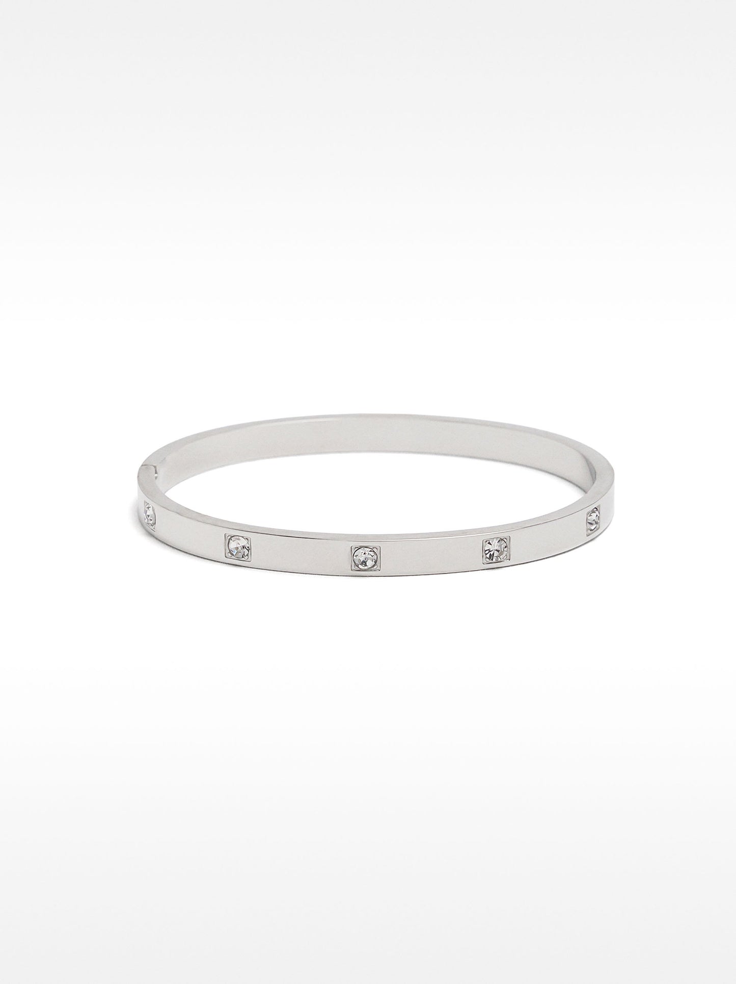 Stainless Steel Rigid Bracelet With Crystals