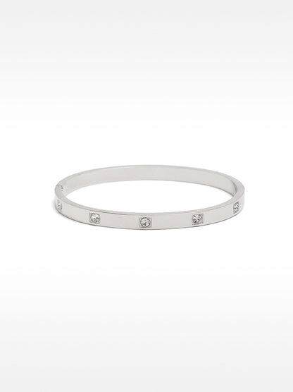 Stainless Steel Rigid Bracelet With Crystals