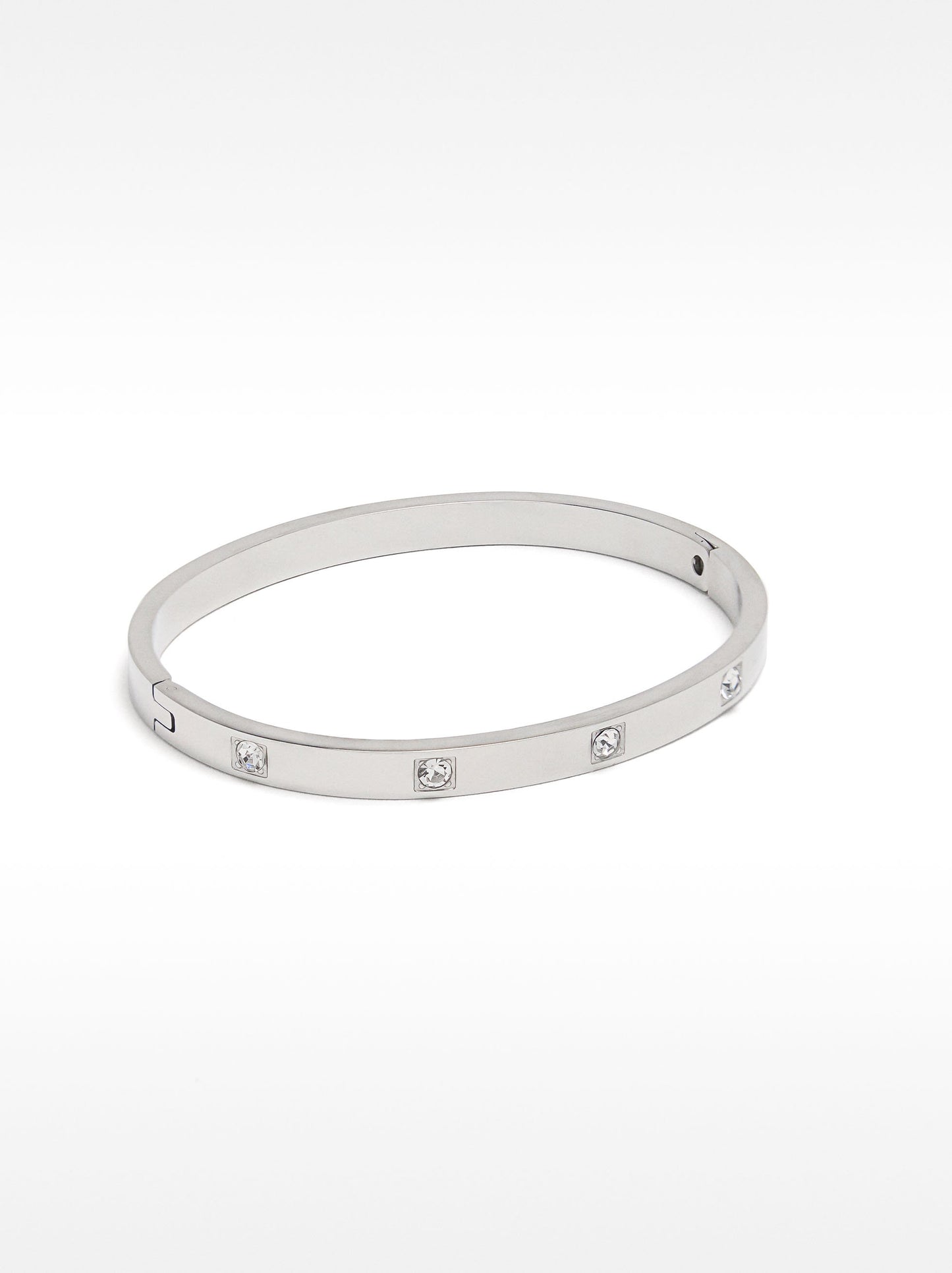 Stainless Steel Rigid Bracelet With Crystals