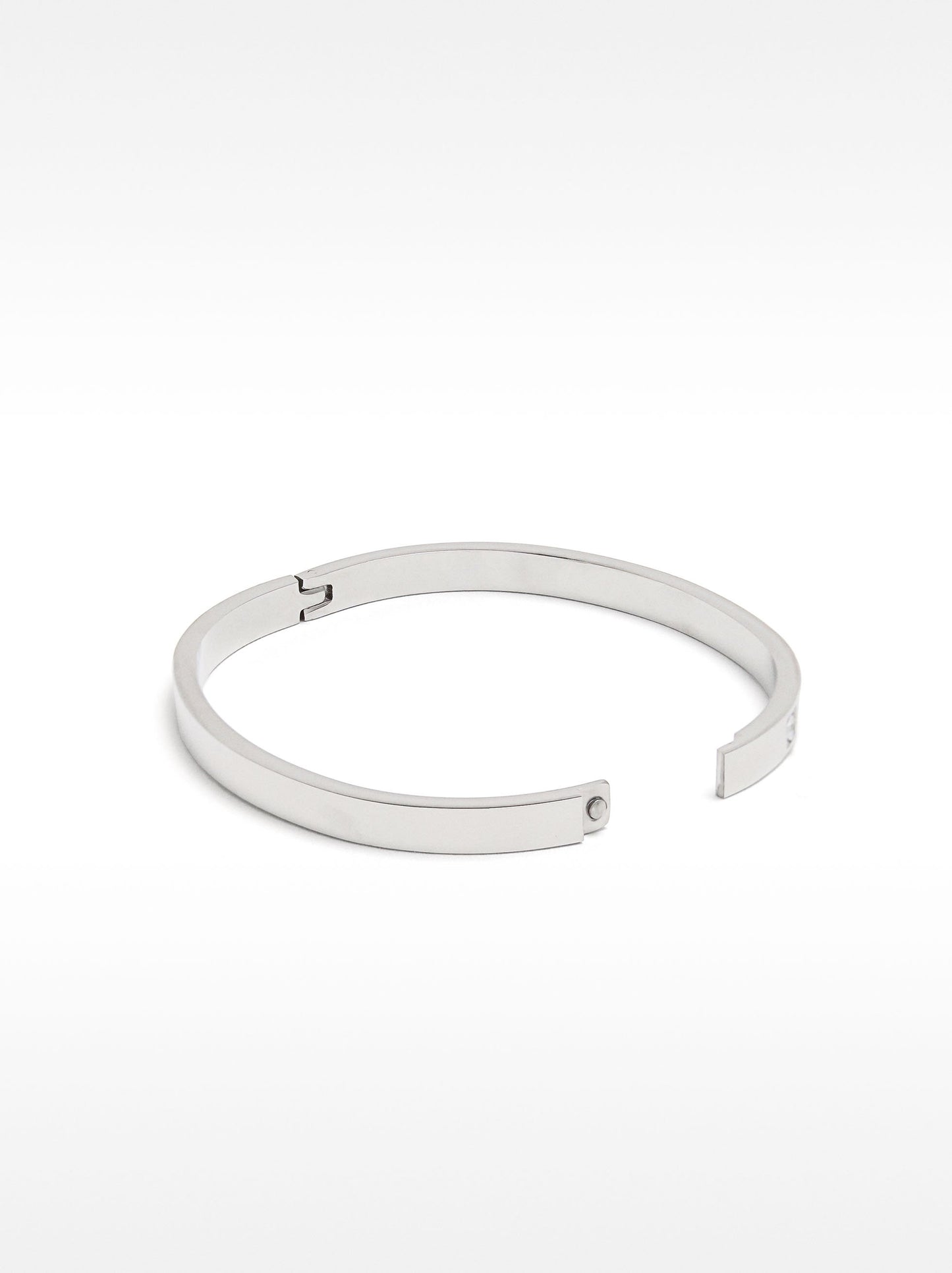 Stainless Steel Rigid Bracelet With Crystals