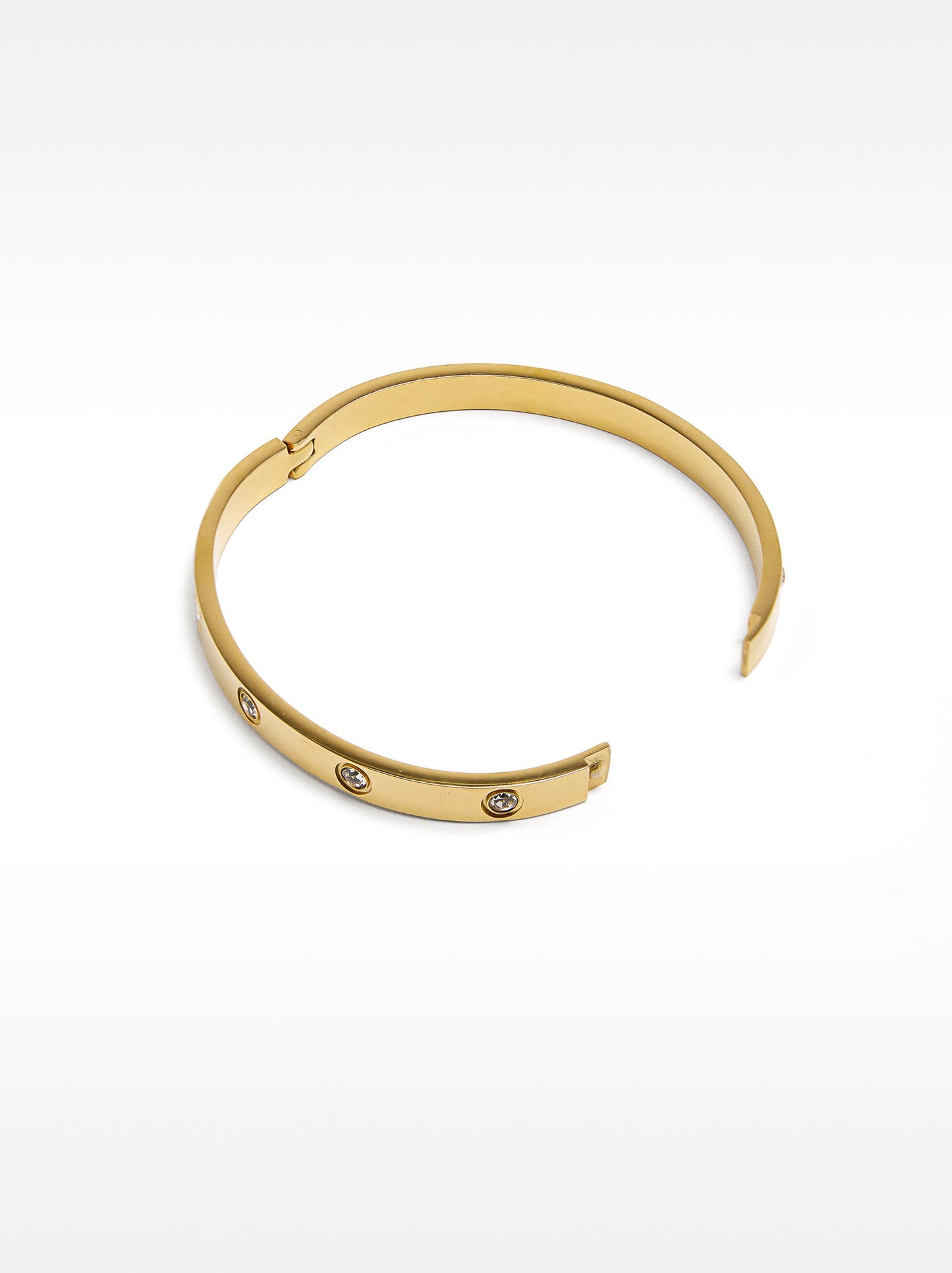 Stainless Steel Rigid Bracelet With Crystals