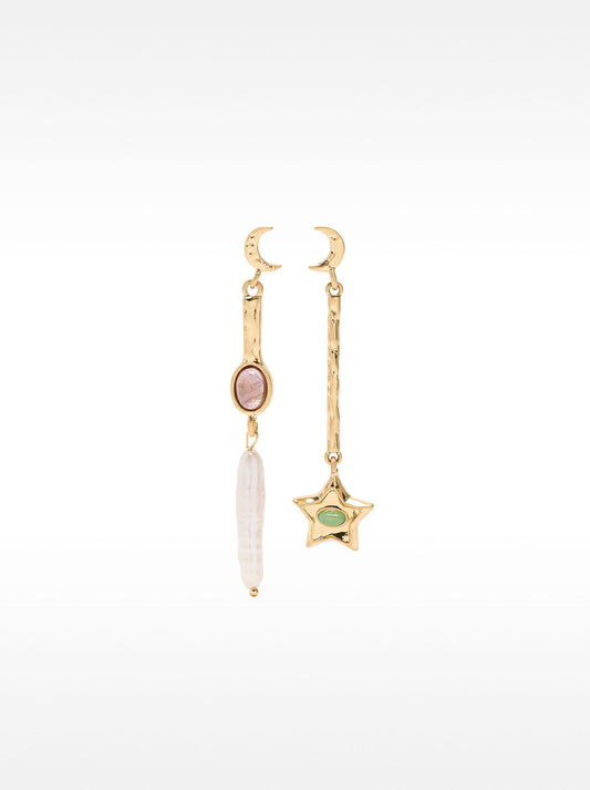 Long Earrings With Freshwater Pearls And Stones