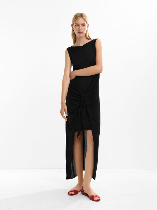 Draped Dress With Bow