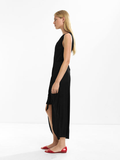 Draped Dress With Bow